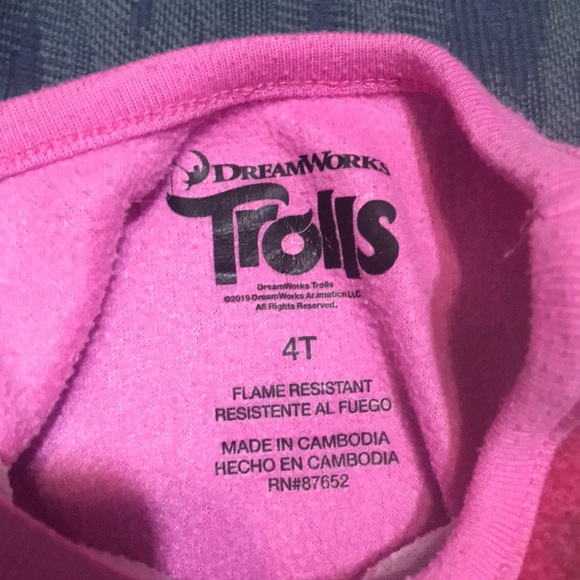 Trollz 4t poppy pink fleece long sleeved shirt - Picture 2 of 2